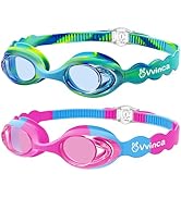Vvinca Kids Swim Goggles Age 3-12, Soft Wave-Shape Silicone Swimming Goggles for Toddler Boys Gir...