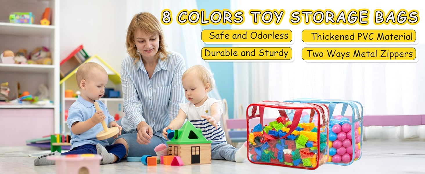 8 Packs 8 Colors Large Toy Storage Bags