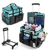 VSHXENG Rolling Cleaning Caddy Bag with Wheels, Large Cleaning Cart Detachable Trolley, Cleaning ...