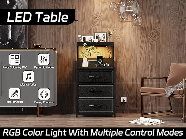 LED end table small table for home: more light function