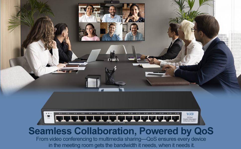 Gigabit Switch with QoS for Lag-Free Video Conferencing and Professional Multimedia Sharing