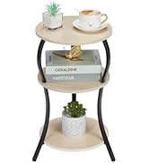 Small Waist Round Side Table with Storage Shelf, 3-Tier Modern Side Table, Round End Table Small ...