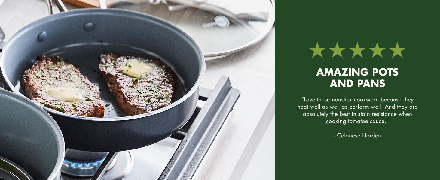 GreenPan, Ceramic Nonstick, PFAS-Free, Non-Toxic, Cookware, Frypans, Swift