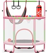 Yohood 55" Trampoline for Kids with Enclosure, 6-in-1 Toddler Trampoline Indoor Outdoor, Upgrade ...