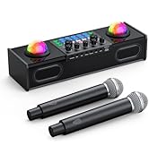 MT-VIKI Portable Bluetooth Karaoke Machine Speaker with 2 Wireless Microphones, RGB Lights, Diffe...
