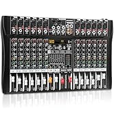 MICNAUX Audio Mixer 12 Channel Professional Mixer Console with 320 DSP Effects, 7-band EQ Sound M...