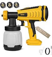 Cordless Paint Sprayer, Brushless HVLP Spray Gun Compatible with DEWALT 20V MAX, 1000 ml/min, 3 N...