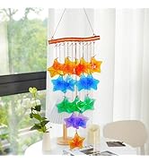 17inch Stained Glass Wind Chimes for Outside, Glass Starfish Windchimes Outdoors for Garden Yard ...