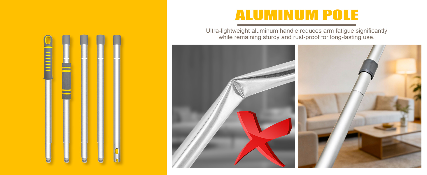 Aluminum pole, ultra lightweight while sturdy and rust-proof for long-lasting use