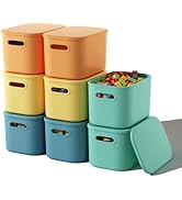 ORGIDOL 8 Pack Colorful Storage Bins with Lids Stackable Storage Container for Organizing, Storag...