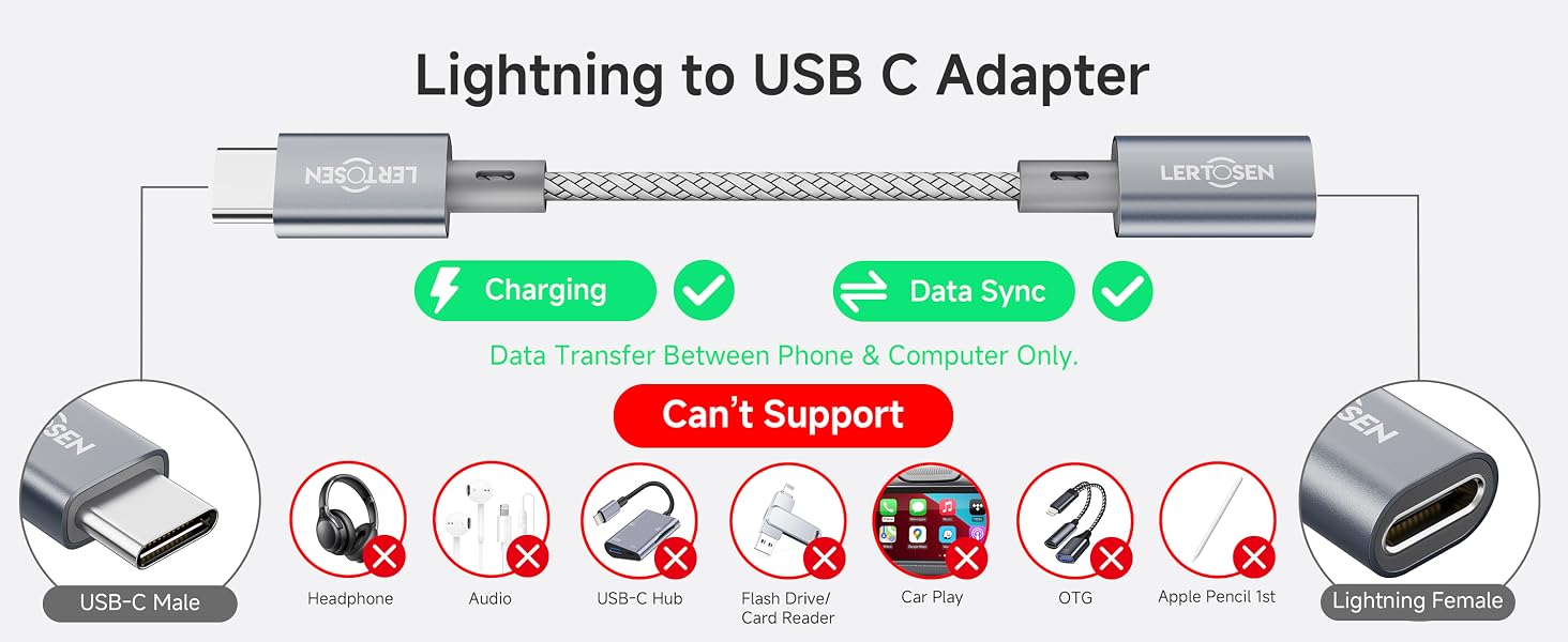 lightning to usb-c lightning usb c adapter usb c female to lightning cable