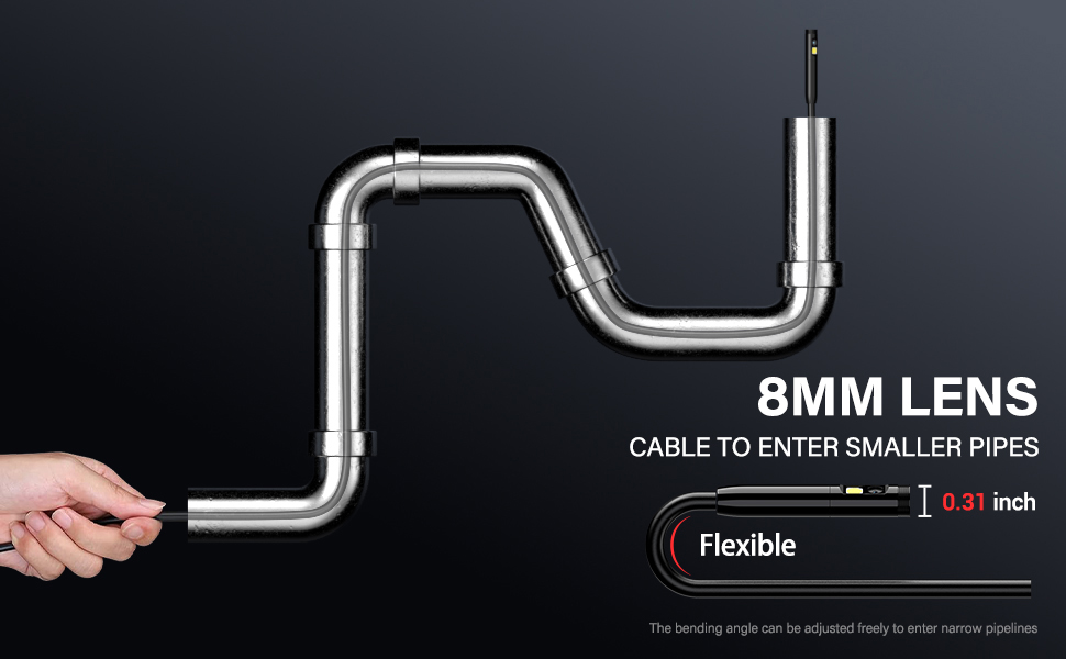Dual-Lens Borescope Endoscope Camera with Light