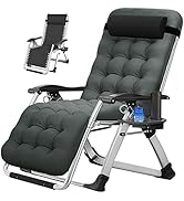 MOPHOTO Zero Gravity Chair, Outdoor Padded Lounge Chair with Side Table, Reclining Chair, Sturdy ...