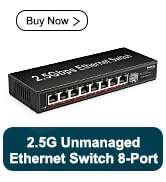 8 Port 2.5G Unmanaged Desktop Ethernet Switch with 10G SFP, 8 x 2.5G Base-T Ports, 60Gbps Switchi...