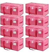 VTSVTS 8 Pack Jelly Pink Large Moving Bags, Heavy Duty Storage Bags with Side Handle &amp; Tag Pocket...