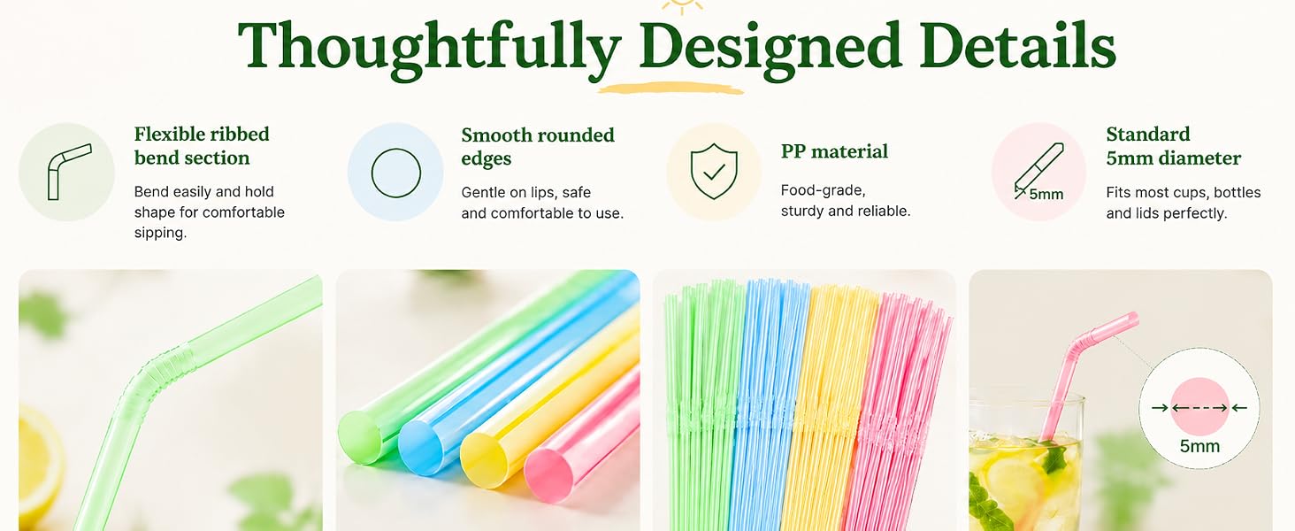 150PCS Disposable Plastic Drinking Straws