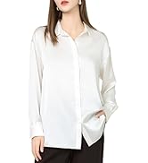 DAISYSILK 100% Mulberry Silk Relax Drop Shoulder Oversize Silk Shirt Long Sleeve Button-Down Shirt
