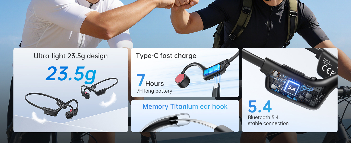 Kinglucky Open-Ear Bone Conduction Headphones for Sports