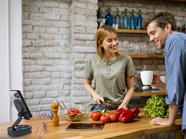 Cell Phone Stand with Wireless Bluetooth Speaker