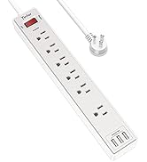 Power Strip with 6 Feet, Yintar Surge Protector with 6 AC Outlets and 3 USB Ports, 6 Ft Extension...