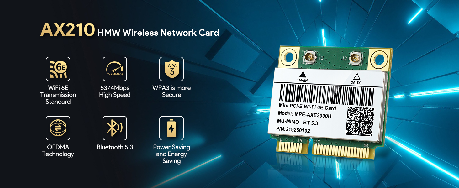 WiFi 6E AX210HMW Mini-PCIE Interface WiFi Adapter Network Card