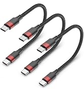 1ft USB C to USB C Cable, 3 Pack 60W Short USBC to USBC Cord, Braided 12 inch USB C Charger Cable...