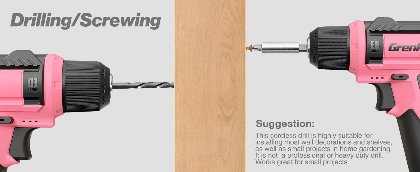 Cordless drill demonstrating dual drilling and screwing capabilities for small household projects