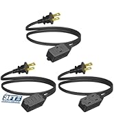 DEWENWILS 3 Outlet Extension Cord, 2 Prong Extension Power Strip, 3ft 16 AWG Power Cord for Indoo...