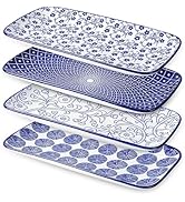 Selamica Ceramic Rectangular Serving Platters Set of 4, 12 Inch Serving Trays/Dishes for Party En...