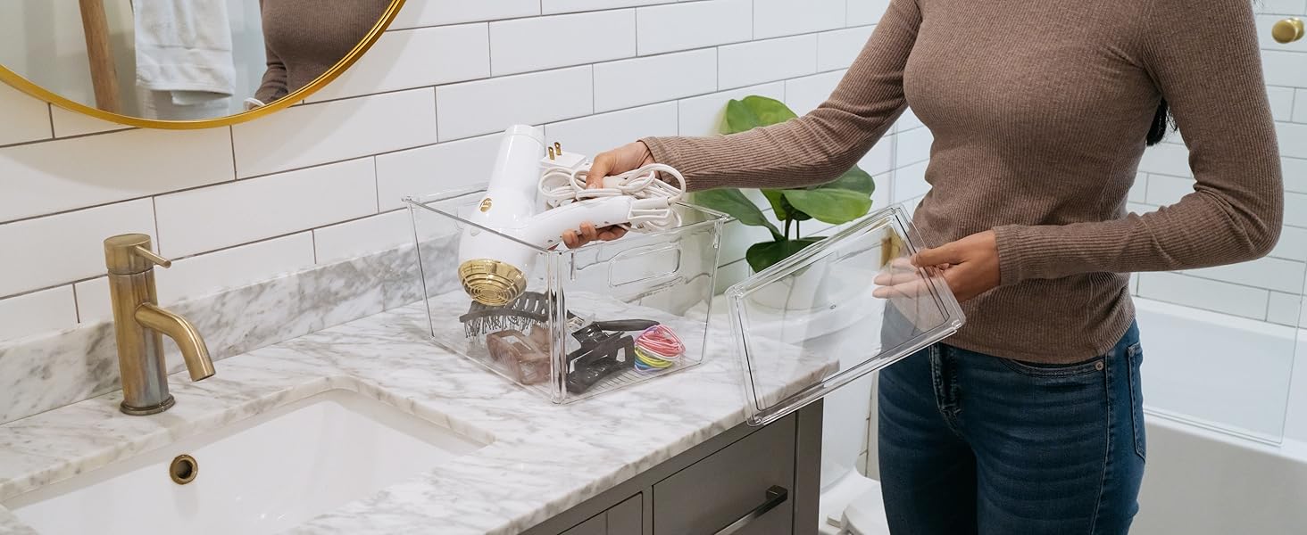 shelves sterilite with lids decorative boxes tupperware under the sink bathroom modern farmhouse 