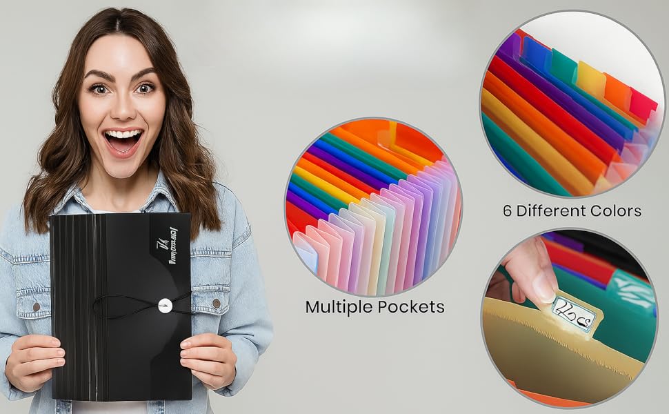 image with model carrying our file organizer