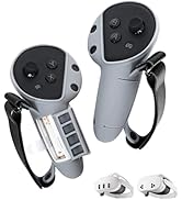 TRANSNOVO Controller Grips for Meta Quest 3 or for Quest 3S, Adjustable Knuckle Straps with Batte...