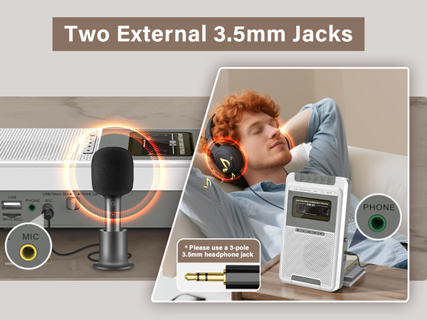 cassette player with headphone
