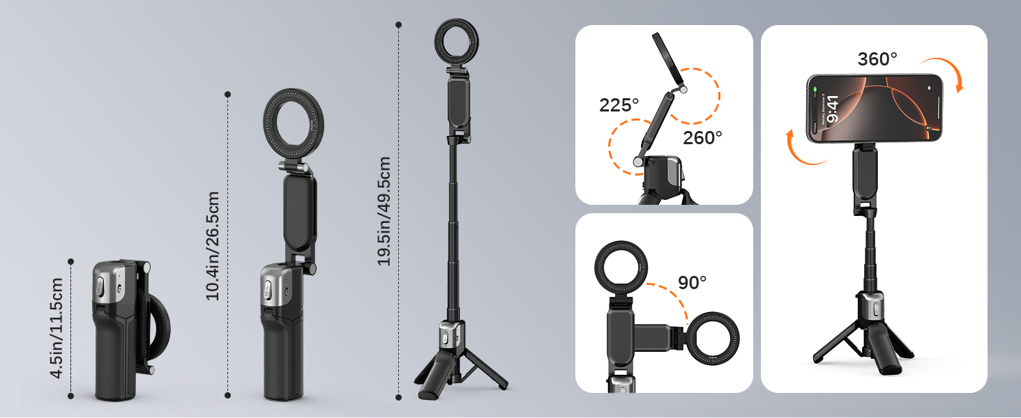 Magnetic Phone Selfie Stick Tripod with Wireless Remote