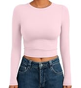 Trendy Queen Womens Long Sleeve Crop Tops Basic Slim Fitted Shirts Fashion 2025 Going Out Y2k Top...