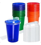 L LIKED 12 Oz Kids Sippy Cups, 4 Colours Assorted Total 20 Count Spill Proof Reusable Cups, BPA-F...