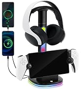 JDGPOKOO Charging Stand for PlayStation Portal with RGB Headphone Stand, Gaming Headset Stand wit...