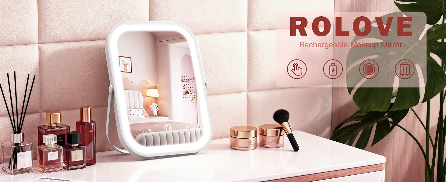 touch rechargeable travel makeup mirror makeup light cordless rechargeable led vanity mirror lights