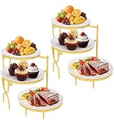 2 Set 3 Tiered Serving Stand with White Porcelain Plate Rotatable Dessert Table Display Set 10'' ...