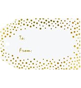 G2PLUS Foil Gold Dots Gift Tags, 50PCS to from Gift Tags with String, White Paper Hang Tags, Chri...
