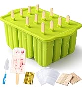 Popsicle Molds Silicone BPA-free,12 Pieces Popsicle Trays for Freezer,Homemade Ice Cream Popsicle...