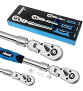 DISEN 3-Piece Extendable Flex-Head Ratchet Wrench Set with EVA Storage Case - 1/4", 3/8", 1/2" Dr...