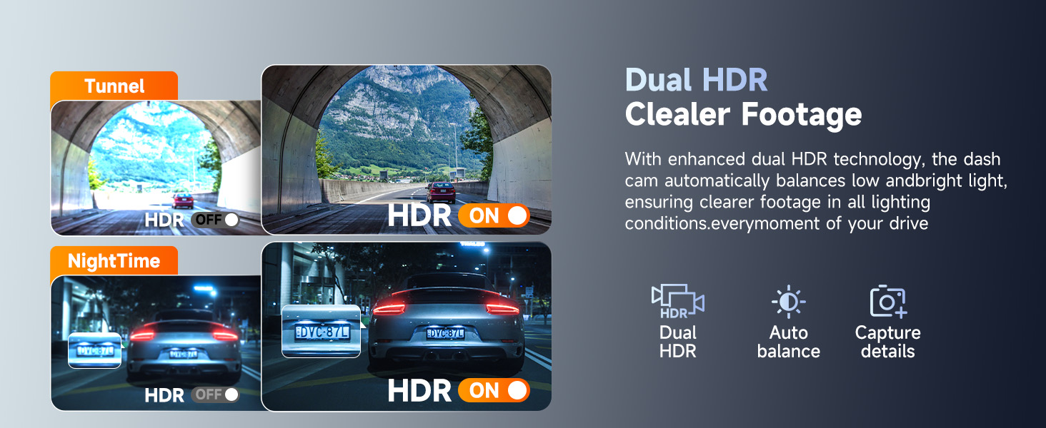 Dual HDR/WDR dash cam
