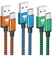 Aioneus USB A to USB C Cable 3-Pack 3FT, Durable Fast Charging Braided USB C Charger Cord, Type C...