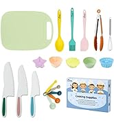 HOTEC Kids Baking Cooking Supplies Set Nylon Children's Kitchen knives BPA Free Cuttting Board Si...