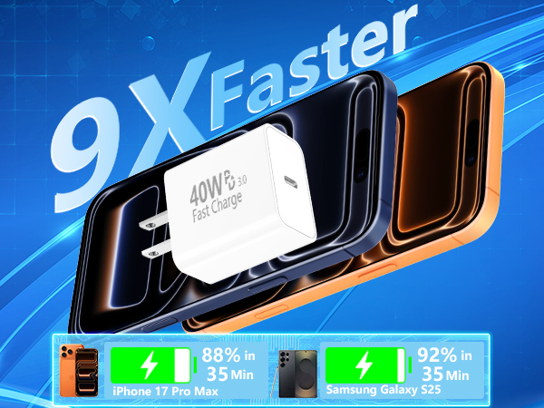 MFi Certified 2Pack 40W Dynamic Power Adapter USB C Charger Block Type C Wall Charger for iPhone 17