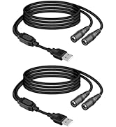 YANBORONSN 5V USB A to DC5525 Power Cord 1 in to 2 Out,USB A to Dual DC 5.5mmx2.5mm Power Chargin...