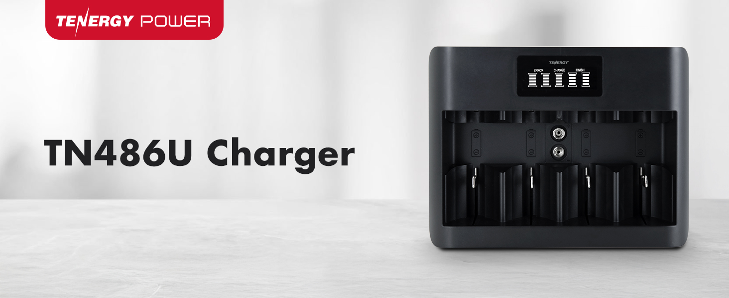 Tenergy TN486U Charger and 4 D size rechargeable Centura Lite batteries
