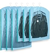 LEVERLOC Hanging Vacuum Storage Seal Space Saver Bags for Clothes, Coat, Blue,3 Long 3 Medium