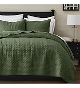 palassio Olive Green 100% Cotton Quilt King Size Bedding Sets with 2 Pillow Shams, Textured Light...